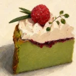 Pistachio & Raspberry Basque Cheesecake Slice