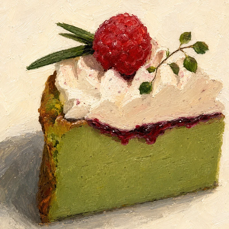 Pistachio & Raspberry Basque Cheesecake Slice1 Pistachio & Raspberry Basque Cheesecake Slice - Image 1