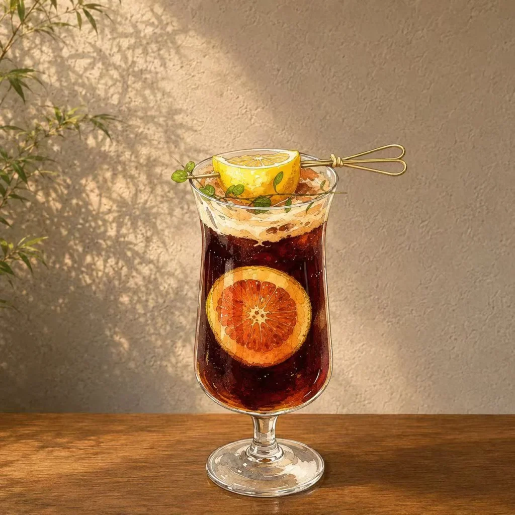 Grapefruit sparkling americano with cream